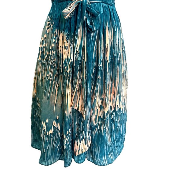Anthropologie $168 LIL Caballo Falls Silk Dress Teal Blue Size 4 Flattering Fit - Picture 3 of 9